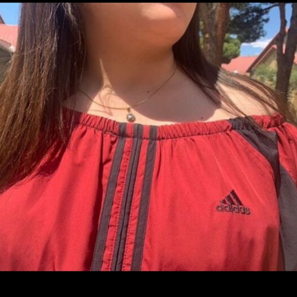 Adidas off-the-shoulder bomber jacket